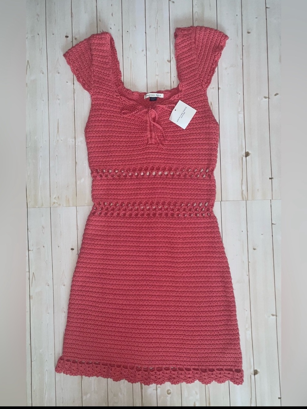 American Eagle Outfitters NWT Pink Crochet Mini Dress